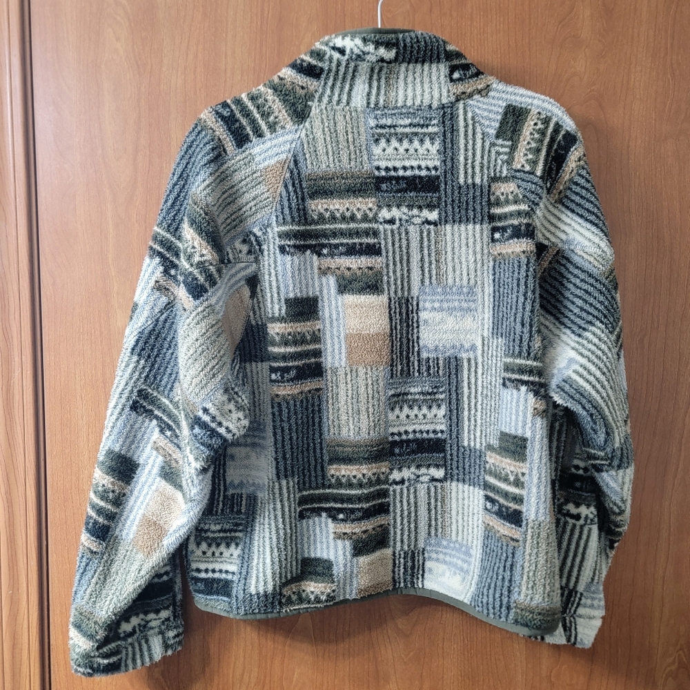 New In Boutique Fleece Zip Up Jacket Abstract Multi Patterned Size Medium - Picture 2 of 7